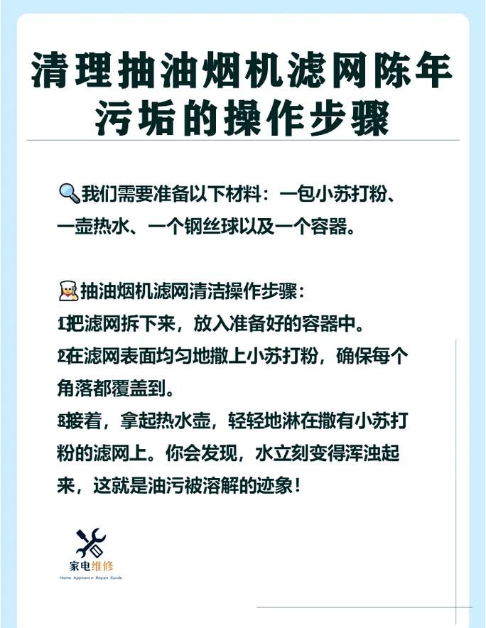 清洗抽油烟机油网的妙招
