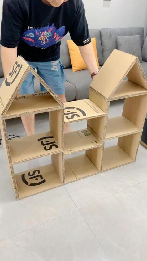 快递盒改造!制作带抽屉的桌面收纳箱